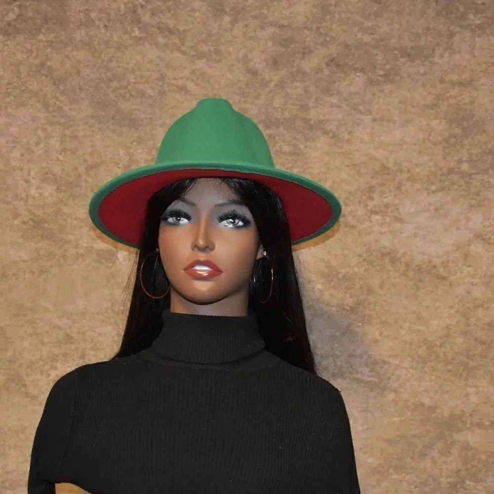 Lemon Green with Red Base Fedora Hat